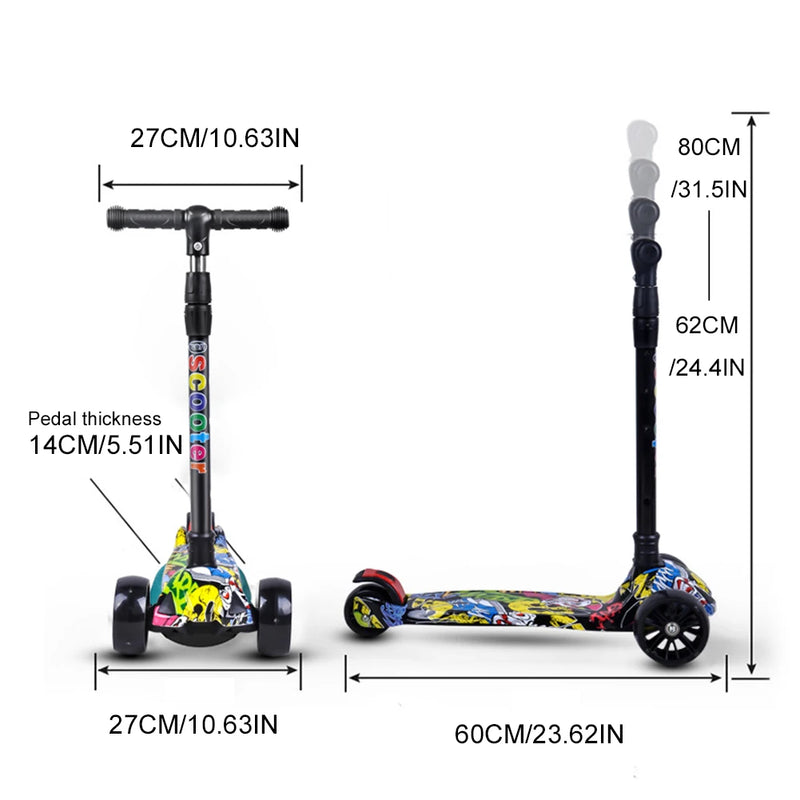 Kids Scooter - Luzes nas rodas e antiderrapante