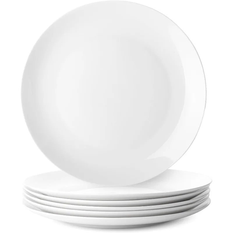 Pratos de jantar de porcelana branca, conjunto de 12, 10,5"